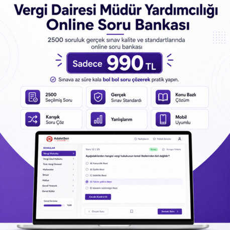 VERGİ DAİRESİ MÜDÜR YARDIMCILIĞI ONLINE SORU BANKASI