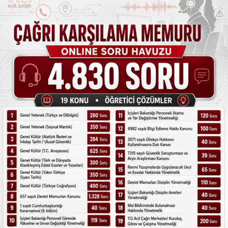 İÇİŞLERİ BAKANLIĞI ÇAĞRI KARŞILAMA MEMURU ONLİNE HAZIRLIK PLATFORMU