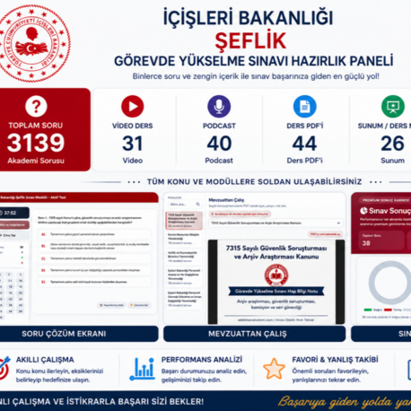İÇİŞLERİ BAKANLIĞI ŞEFLİK SINAVI PAKETİ