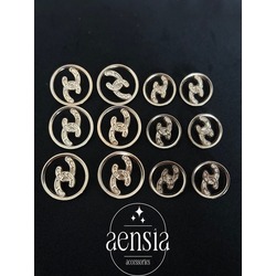 Boşluklu Ortası Yarım Zincir Model Metal Düğme Seti - 12li Paket (6 Büyük + 6 Küçük)