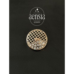 Gold Altın File Yarısı Taşlı Model Özel Tasarım Düğme 2,29CM Düğme-1 ADET