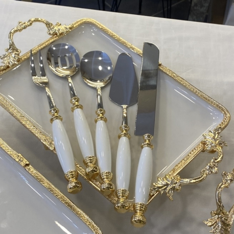 5 li gold porselen servis kaşık seti