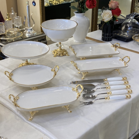 6 lı gold kulplu porselen set