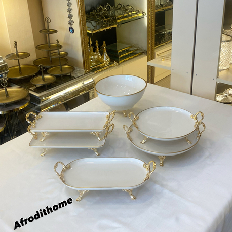 Gold kulplu 6 parça porselen set