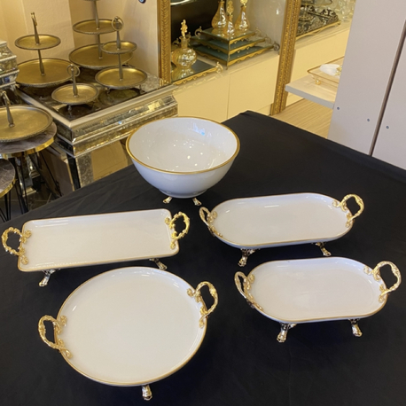 5 li gold kulplu porselen set