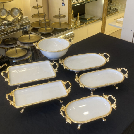 6 lı gold çerçeveli porselen set