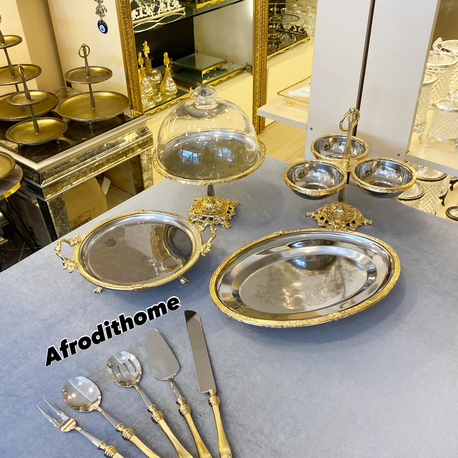 4 lü gold çerçeveli çelik set