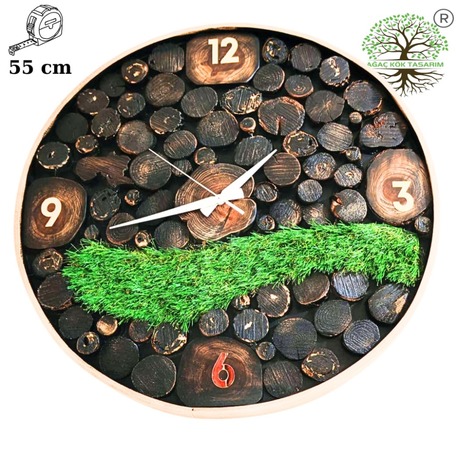 55 cm çap ahşap saat