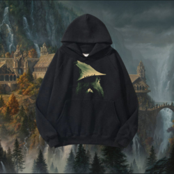 LOTR Gandalf Fellowship Oversize Unisex Hoodie Siyah