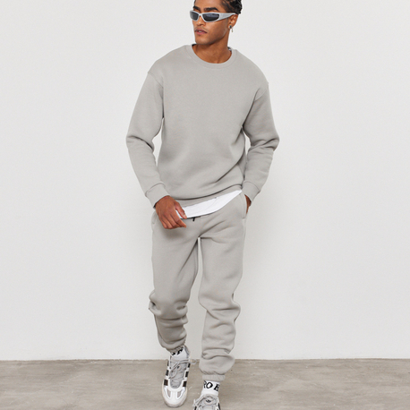 Bisiklet Yaka 3 İplik Şardonlu Pamuklu Gri Sweatshirt