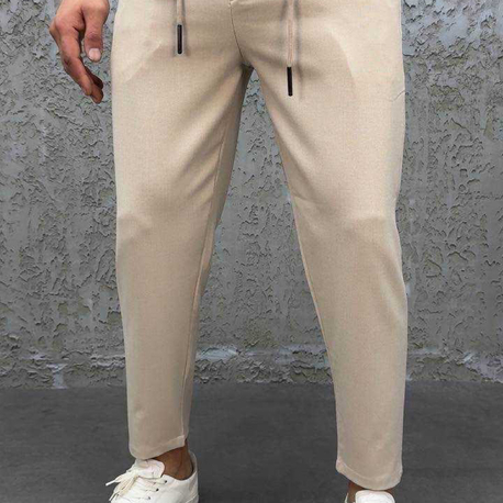 Modern Fit Lastikli Bej Renk Kumaş Pantolon