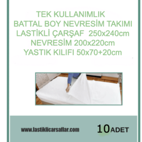 Tek Kullanımlık Battal Boy Nevresim Takımı - 10lu Set (Carsaf Nevresim 2 Yastık Kılıfı)