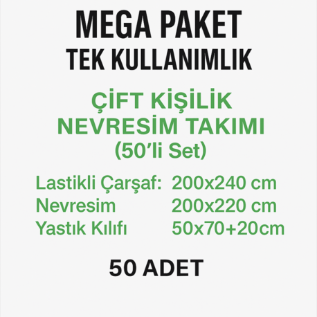 Çift Kişilik Tek Kullanımlık Nevresim Takımı – 50’li Endüstriyel Set | Pratik ve Hijyenik