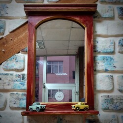 el yapımı ceviz ağacından eskitme dekoratif ayna
