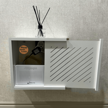 SÜRGÜLÜ WİFİ MODEM DUVAR DÜZENLEYİCİ YAN ÇİZGİ MODEL BEYAZ