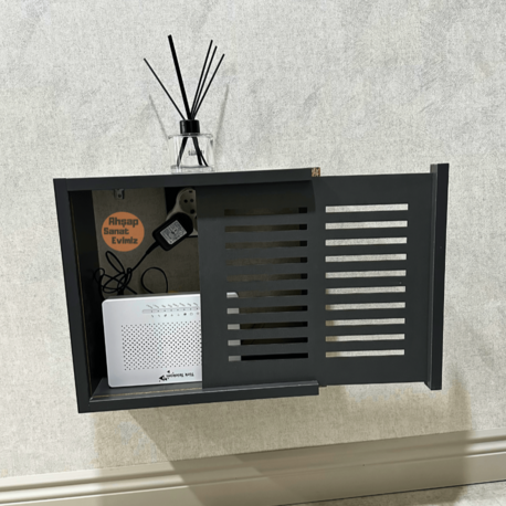 SÜRGÜLÜ WİFİ MODEM DUVAR DÜZENLEYİCİ DÜZ ÇİZGİ MODEL ANTRASİT