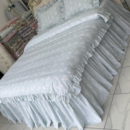 çift kişilik 160x200 cm yatak için fırfırlı etekli lastikli çarşaf, nevresim takımı