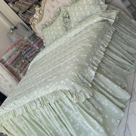 çift kişilik 160x200 cm yatak için fırfırlı etekli lastikli çarşaf, nevresim takımı