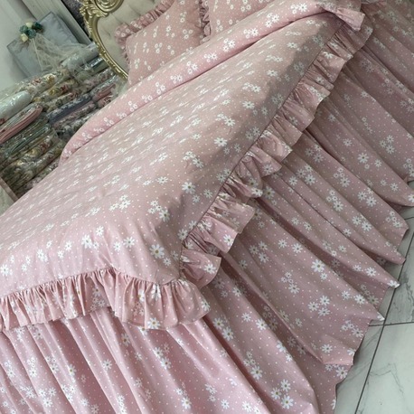 çift kişilik 160x200 cm yatak için fırfırlı etekli lastikli çarşaf, nevresim takımı