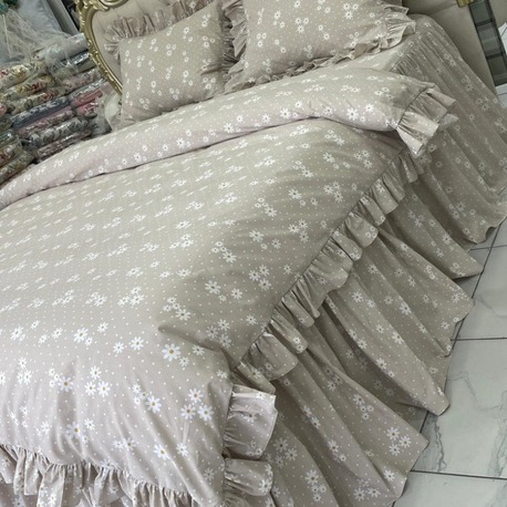 çift kişilik 160x200 cm yatak için fırfırlı etekli lastikli çarşaf, nevresim takımı