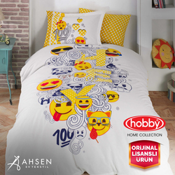 Hobby Lisanslı Emoji Party Tek Kişilik Nevresim Takımı