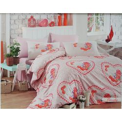 Lovely Pembe %100 Pamuk Çift Kişilik Ranforce Nevresim Takımı