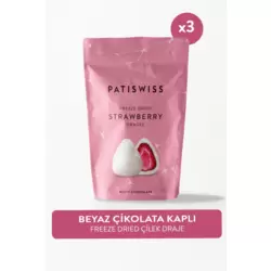 Patiswiss Beyaz Çikolata Kaplı Çilek Draje Set 80g X 3 Adet