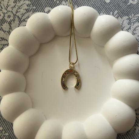 Çelik At Nalı Kolye Gold