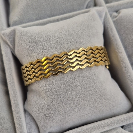 Çelik, Zikzak Desenli Kelepçe (Gold Renk)