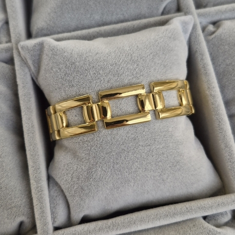 Çelik, Dikdörtgen Desenli Kelepçe (Açık Gold Renk)