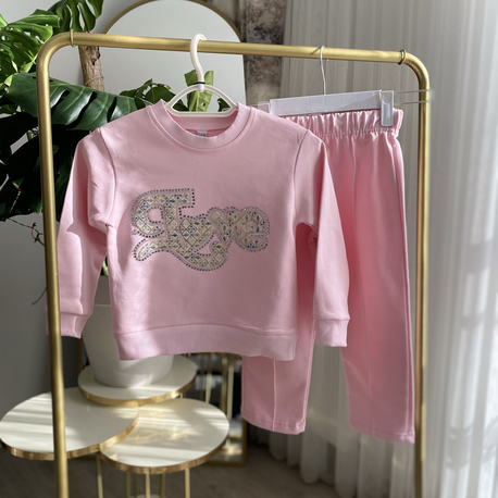 Pembe Love Motifli Takım