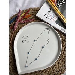 Gümüş Nazar Boncuklu Çelik Kolye