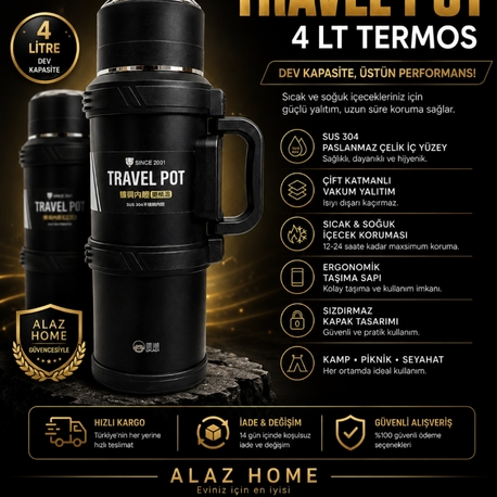 TRAVEL POT 4 Litre Çelik Termos