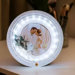 Fotoğraf Çerçevesi Ledli Yuvarlak Çiçek Buketi Temalı Çerçeve