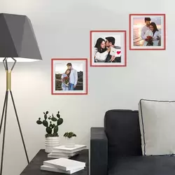 Fotoğraf Çerçevesi 3 Adet - Kırmızı Renkli Yapışkanlı