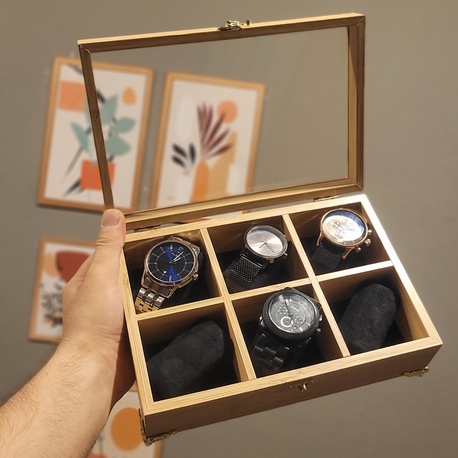 6lı Çok Bölmeli Çoklu Saat Saklama Kutusu 
