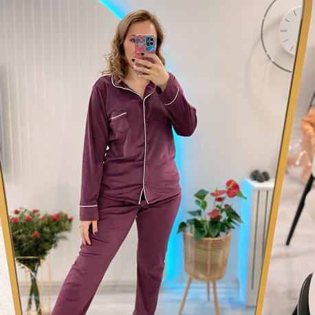 Mürdüm kadife pijama