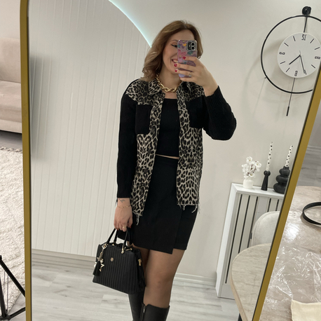 Leopar kot ceket hırka