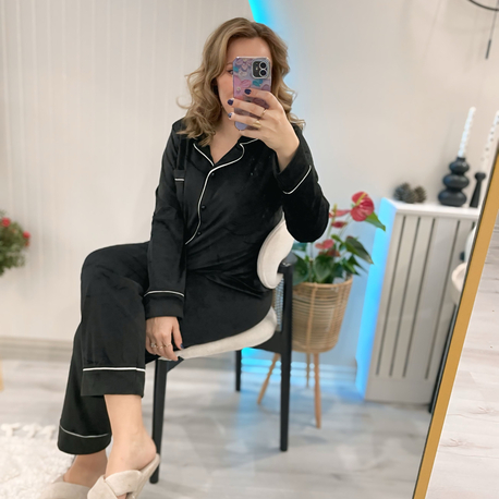 siyah kadife pijama