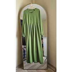 AYROBİN KUMAŞ ABAYA FISTIK YEŞİLİ 