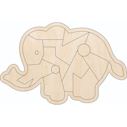 Doğal Ahşap Fil Puzzle