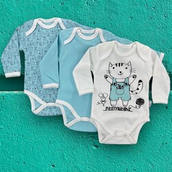 Kedi baskılı 3lü çıtçıtlı body 