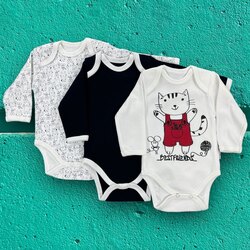 Kedi baskılı 3lü çıtçıtlı body 
