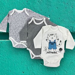 Kedi baskılı 3lü çıtçıtlı body 