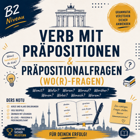 Verb mit Präpositionen & Präpositionalfragen (Wo(r)-Fragen)