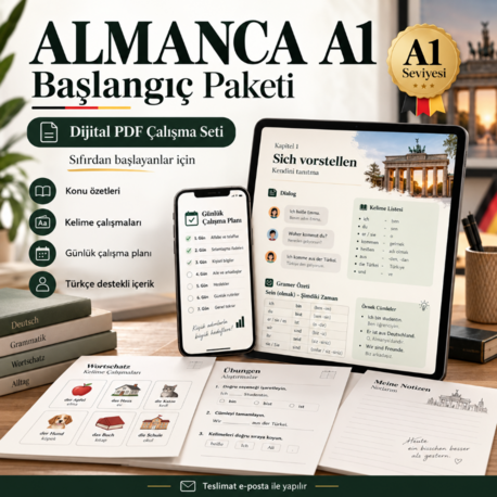 Almanca A1 Başlangıç Paketi — Sıfırdan Almancaya Çalışma Seti
