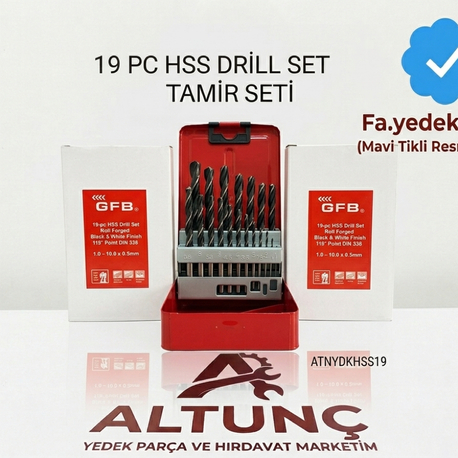 GFB 19 Parça HSS Matkap Ucu Seti (1.0 - 10.0mm) – Profesyonel Kalite