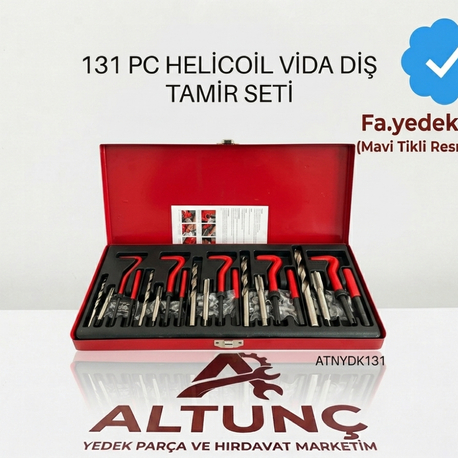 131 Parça Profesyonel Helicoil Vida Diş Tamir ve Onarım Seti