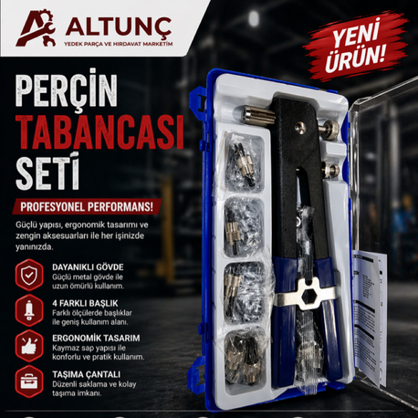 Perçin Tabancası Seti (Profesyonel Kullanım)