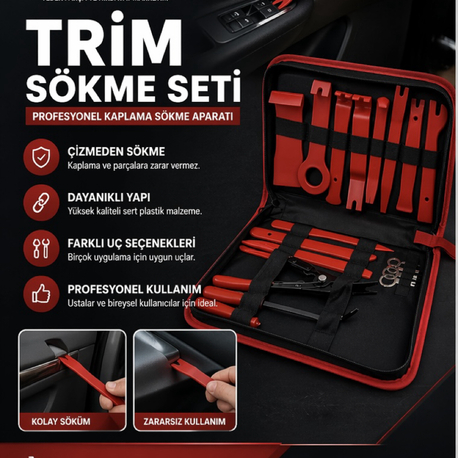 Trim Sökme Seti – Profesyonel Kaplama ve Klips Sökme Aparatı (Çantalı Set)